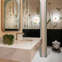 Présentoir de beauté personnalisé par montage moderne élégant de salon pour la conception de décoration intérieure de salon