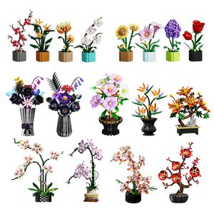 DIY Flower <b>Bouquet</b> Building Block Set with Vase Home Decor Assembly Toy Creative Gift for Adults Kids MJ13034-13119 - Product Image 1