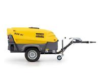Compresor de Aire de Tornillo Portátil Atlas Copco XAS97Dd, Bajo Ruido, Motor Diésel para Construcción, Minería y Uso Industrial