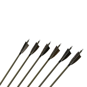 Frecce in Carbonio Puro Effetto <span class=keywords><strong>Legno</strong></span> da 31,5 Pollici <span class=keywords><strong>Spine</strong></span> 350 con Piume di Tacchino e Punte Filettate Sostituibili per Tiro con l'Arco - Product Image 2