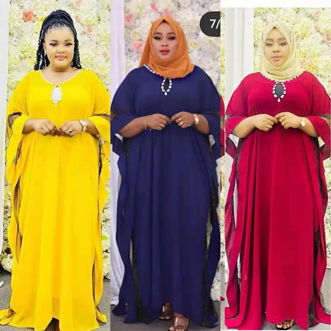 Les Femmes musulmanes Islamique Caftan Robe Haute Qualité Mode Dame Élégante Robe Maxi En Mousseline De Soie Soie Brésil Longue Robe