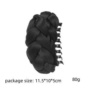 Perruque synthétique torsadée tressée chignon fleur bourgeon chignon, pince à griffes moelleuse pour un look haut de gamme à l'arrière de la tête - Product Image 2
