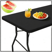 Nappe de table rectangulaire unie imperméable et élastique Smiry, 6 pieds, en polyester lavable, pour pique-nique, camping, extérieur