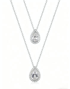 Gouden Volledige Set <span class=keywords><strong>Moissanite</strong></span> Waterdruppel Hanger Dubbele Laag Ketting Gelegenheidsgebruik Stapelbaar Draagbaar Ebay Hot Selling Explosies - Product Image 6