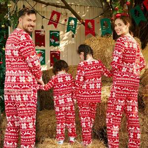 Ensemble de Pyjamas de Noël Familial Bébé Garçon Fille Maman Papa Imprimé Rayures Rouges et Vertes Père Noël Manches Longues - Product Image 3