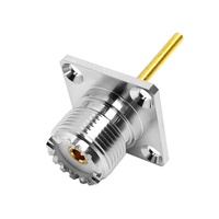 Konektor Panel Pemasangan Solder Flens 4-lubang Jack Betina UHF SO-239 50 Ohm Pabrik, Pin M3 M4, Konektor Koaksial RF