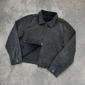 Custom <strong>Canvas</strong> <strong>Jacket</strong> <strong>Men</strong> Vintage Washed Distressed Loose Square Fit Check Plaid Flannel Lining Zip up Workwear <strong>Jacket</strong> for Winter - Product Image 5
