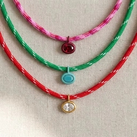 Collar con Colgante de Piedra de Nacimiento Personalizado, Impermeable, con Zirconia de Colores, Cadena Trenzada, Hipoalergénico, Ideal para Regalo