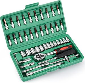 Meilleure Vente : Ensemble de Clés à Cliquet et Douilles de 46 Pièces avec Embouts, Kit d'Outils Mécaniques à Cliquet Réversible pour Réparation Automobile - 001 - Product Image 1