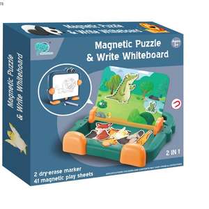 Eğitim öğretici oyuncaklar bulmaca kurulu karikatür hayvan <span class=keywords><strong>2</strong></span> in 1 öğrenme kartı oyuncak silinebilir manyetik çizim kurulu masa - Product Image 1