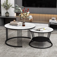 Table basse de balcon de style nordique avec plateau en pierre et base en métal, petite table d'appoint pour salon, table basse moderne