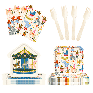 DAMAI - Decoración para Fiestas de Carnaval, Tema de Circo, Platos y Servilletas de Papel para Cumpleaños, Juego con Vasos y Pajitas para 8 Personas - Product Image 5