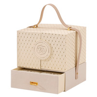 Boîte d'emballage alimentaire portative de qualité supérieure personnalisée boîte à tiroir double couche pour gâteau de lune biscuit vente en gros boîte cadeau blanche à double ouverture pour porte