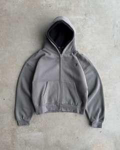 Custom Zipup <strong>Hoodie</strong> Unisex <strong>Boxy</strong> Zipper <strong>Blanks</strong> 500 Gsm <strong>Hoodie</strong> Cotton Heavyweight Fleece Cropped Men Zip up <strong>Hoodie</strong> - Product Image 1