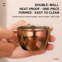 Tasse à café en titane pur, ensemble de tasses à latte de luxe avec soucoupe en titane pur, cuillère en titane, tasse à poignée pour boire du thé