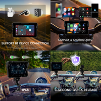Layar IPS Portabel Sepeda Motor Podofo 5 Inci dengan Wireless Carplay/Android Auto BT IP68 Tahan Air Mudah Lepas Pasang ODM/OEM