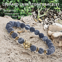 Nouveau design, bracelet en pierre naturelle de lave de 8 mm, pendentif léopard, breloques, perles, pour homme, cadeau tendance, anniversaire de mariage, unisexe