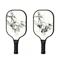 Raquette de pickleball en fibre de verre à motif de peinture à l'encre, noyau en nid d'abeille PP, haute qualité, pour entraînement et divertissement, conception artistique OEM, vente en gros