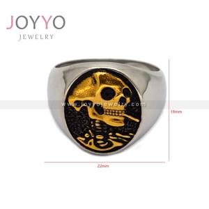 남성용 베스트 셀러 레트로 실버 해골 고딕 타원형 모양의 고급 스테인레스 스틸 패션 보석 반지 - Product Image 4