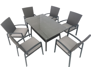 Ensemble <span class=keywords><strong>de</strong></span> salle à manger <span class=keywords><strong>de</strong></span> patio tissé <span class=keywords><strong>en</strong></span> résine marron Nassau 7 pièces par Northlight, résistant aux intempéries, <span class=keywords><strong>en</strong></span> osier synthétique pour l'extérieur - Product Image 4