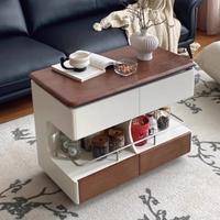 Table pliante multifonctionnelle, chariot mobile pour salon, table télescopique relevable, table basse en bois
