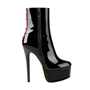 Bottines à plateforme à talon aiguille et bout haut. Cuir verni élégant et confortable. Événements d'été. Allonge les jambes. S'accorder parfaitement. Mise à niveau - Product Image 4