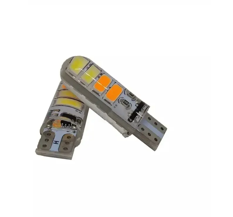 Cara penjualan bohlam LED T10 -5630- 8smd kualitas tinggi dua warna lampu kilat strobo silikon Led