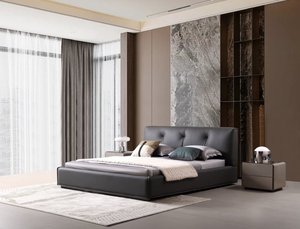 Sofá de tapicería de cuero de lujo para cama suave tamaño king moderna con almacenamiento de diseño contemporáneo para el hogar, muebles de hotel - Product Image 3