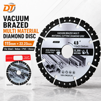 Disque diamanté brasé sous vide DT 115 mm, alésage 22,23 mm, lame de coupe multi-matériaux pour acier, barres d'armature, PVC, pierre, meuleuse