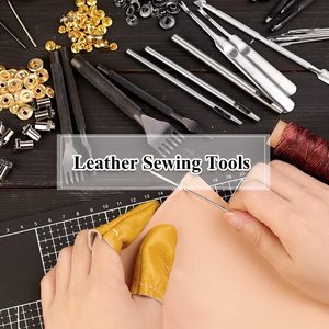 Kit Profesional de Herramientas para Trabajar el Cuero WBG, Juego Completo de Herramientas para Artesanía en Cuero con <span class=keywords><strong>Hilo</strong></span> Encerado, Raspador, Punzón y Perforador - Product Image 2