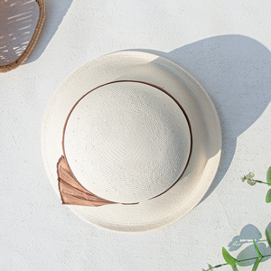 LINGLONG 2023 sombrero de paja Abaca de seda de lujo para mujer 100% <span class=keywords><strong>Toyo</strong></span> Paper Cloche Elegance Profile Brim para viajes de sol de verano - Product Image 3