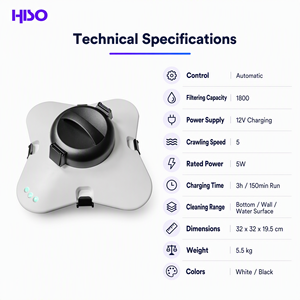Robot Limpiafondos Automático Inalámbrico Recargable para Piscinas, Limpiador de Superficie y Paredes de Piscinas, 150 Minutos de Autonomía - Product Image 3