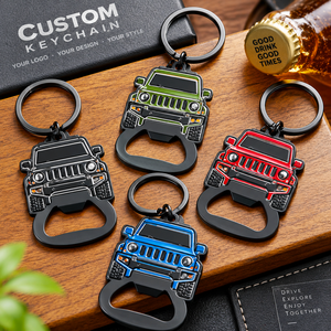 Décapsuleur de bouteille en métal personnalisé, porte-clés en forme de voiture tout-terrain, alliage de zinc, impression UV, souvenir de mode, cadeau, fabrication OEM ODM - Product Image 1