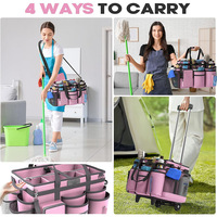 Sac de rangement professionnel rose personnalisé avec roulettes, détachable, grand format, pour le nettoyage domestique