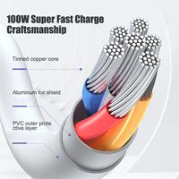Pengisian daya cepat, kabel Tipe C, 1M 1.5M 2M 3M 2,4 A arus tembaga murni untuk Android