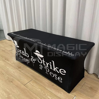 Housse de table personnalisée 4ft 6ft 8ft avec logo d'entreprise, bannière de table extensible ajustée pour salon professionnel, événement, publicité