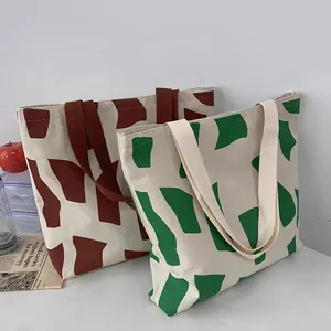 Venta al por mayor de encargo extra grande de algodón con mango bolsa de lona plegable reutilizable logotipo personalizado impresión compras regalos promociones