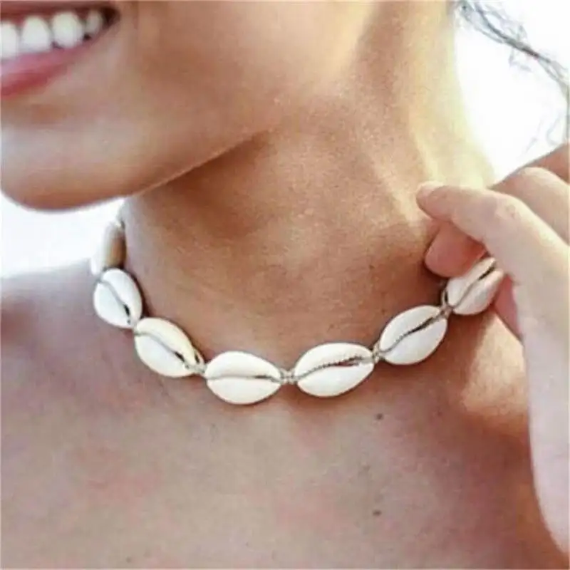 Factory Price Wholesale Gold Plated Natural Shell Boho Jewelry Women's Handmade Vintage Ethnic Cheap Choker Necklace Femme