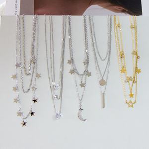 Collar con Colgante de Estrella y Luna de Acero Inoxidable, Joyería Personalizada para Regalo de Aniversario - Product Image 1