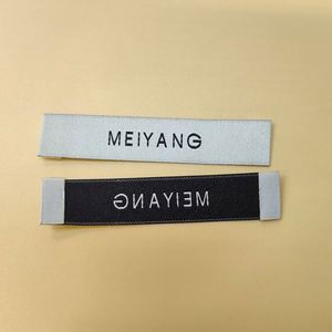 High Quality Custom Brand Logo Rectangle Center Fold Eco-Friendly Woven <b>Labels</b> for Clothing - Product Image 3