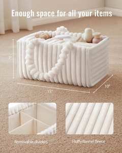 Cesta de Almacenamiento de Franela Beige Crema para Pañales de Bebé, Cesta de Viaje para Artículos Esenciales de Recién Nacido - Product Image 4