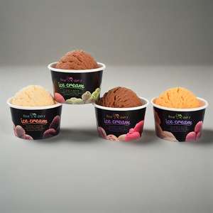 Low MOQ Customized logo Food Grade Disposable Paper Cup <b>for</b> Ice Cream Dessert Bowl ice Cream Cup with Lid - Product Image 2