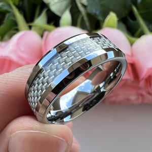 Anelli moda uomo di alta qualità intarsio in fibra di carbonio fascia in oro tungsteno anello di cobalto con misura per dito - Product Image 6