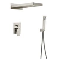 Système de douche au plafond moderne en laiton salle de bain bain douche robinet pluie dissimulé ensemble de douche en céramique brossé contemporain
