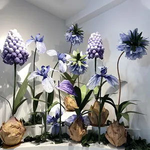 Flores artificiales de gran tamaño para decoración de bodas, flores y plantas gigantes de papel, para eventos y fiestas, V45