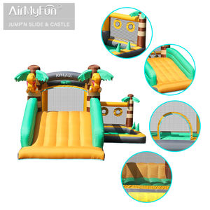 Castillo Inflable de Dinosaurios con Palmeras Tropicales para Uso Doméstico, Casa de Brinco Inflable para Exteriores con Piscina de Pelotas y Tobogán - Product Image 3