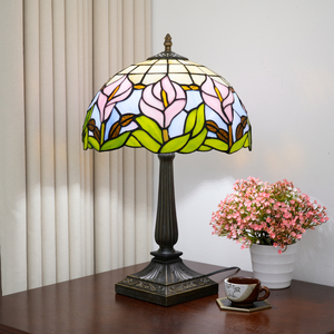 Lampe de table de style moderne <span class=keywords><strong>Calla</strong></span> Lily en verre teinté, lampe de bureau rétro de 12 pouces, salons, bureaux, lumière décorative de luxe - Product Image 1