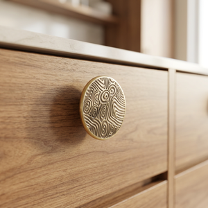 AK Brass Solid Brass Etching Design Round <b>Antique</b> Finish Cabinet Knob for Kitchen Dresser Bedroom Furniture - Product Image 1
