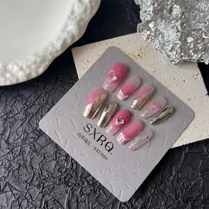 Aimgal beauty hand made Press-on Nails art pink unghie artificiali Ballerina Nails luxury french manicure