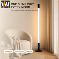 Lampe de sol télescopique moderne en aluminium avec LED COB, lumière blanc chaud, commande tactile, pour hôtel, chambre, bureau